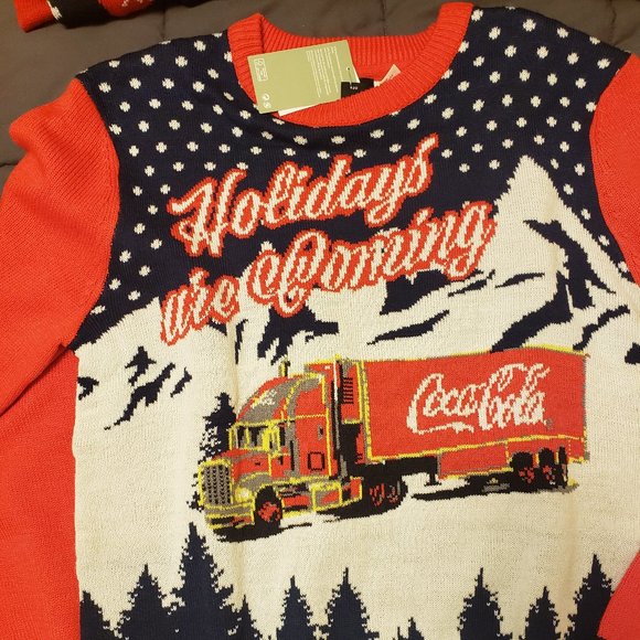 H&M Coca Cola Christmas Truck Ugly Sweater NWT - Picture 1 of 9